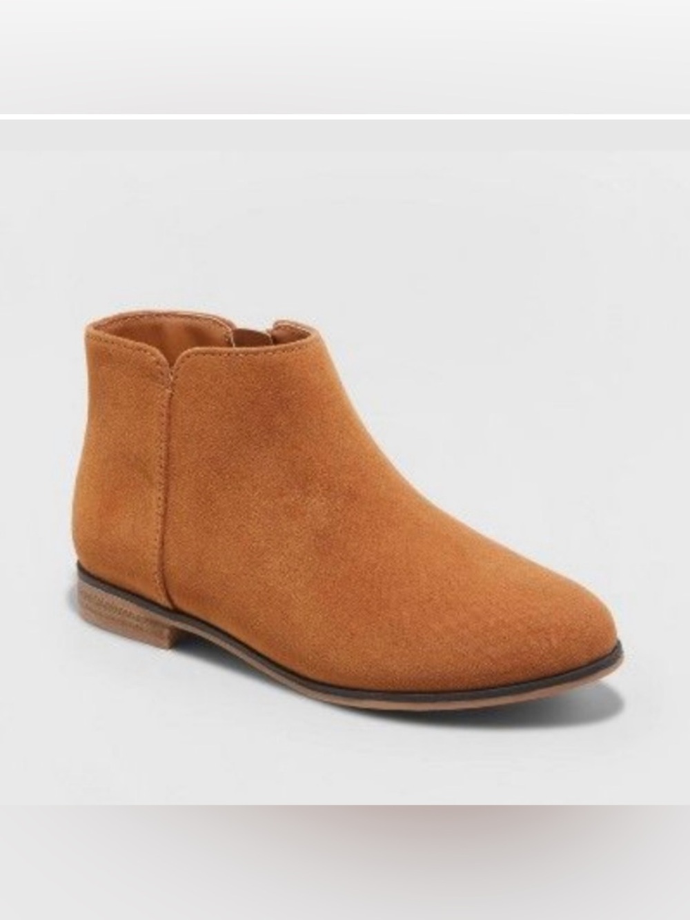 Girls Tan Suede Ankle Booties